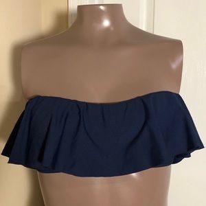 L*Space Lynn Ruffle Bandeau Bikini Swim Top, Navy